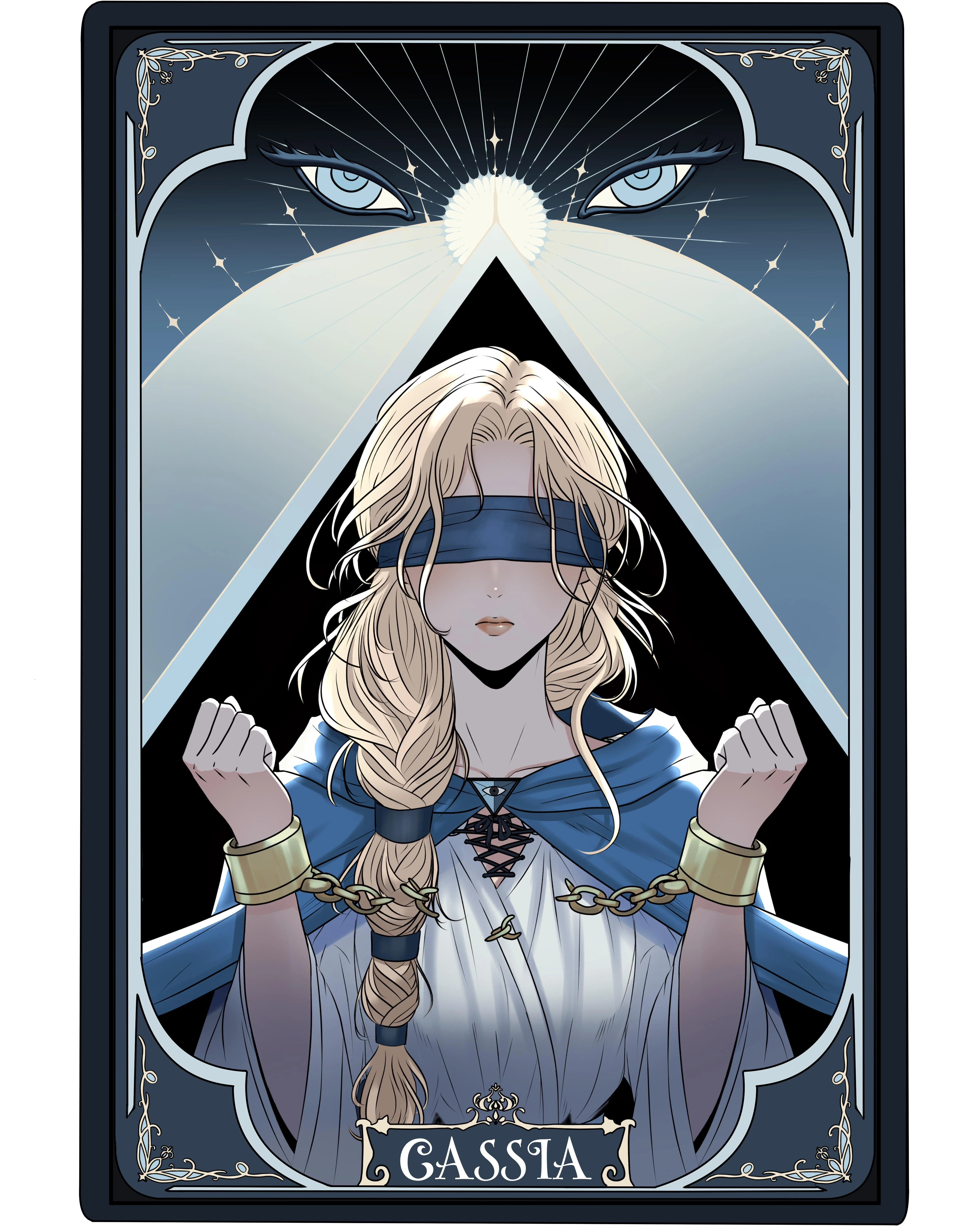 Fan art de Cassie / Cassia sur Reddit r/ShadowSlave (post original : 'Cassia Character Card').