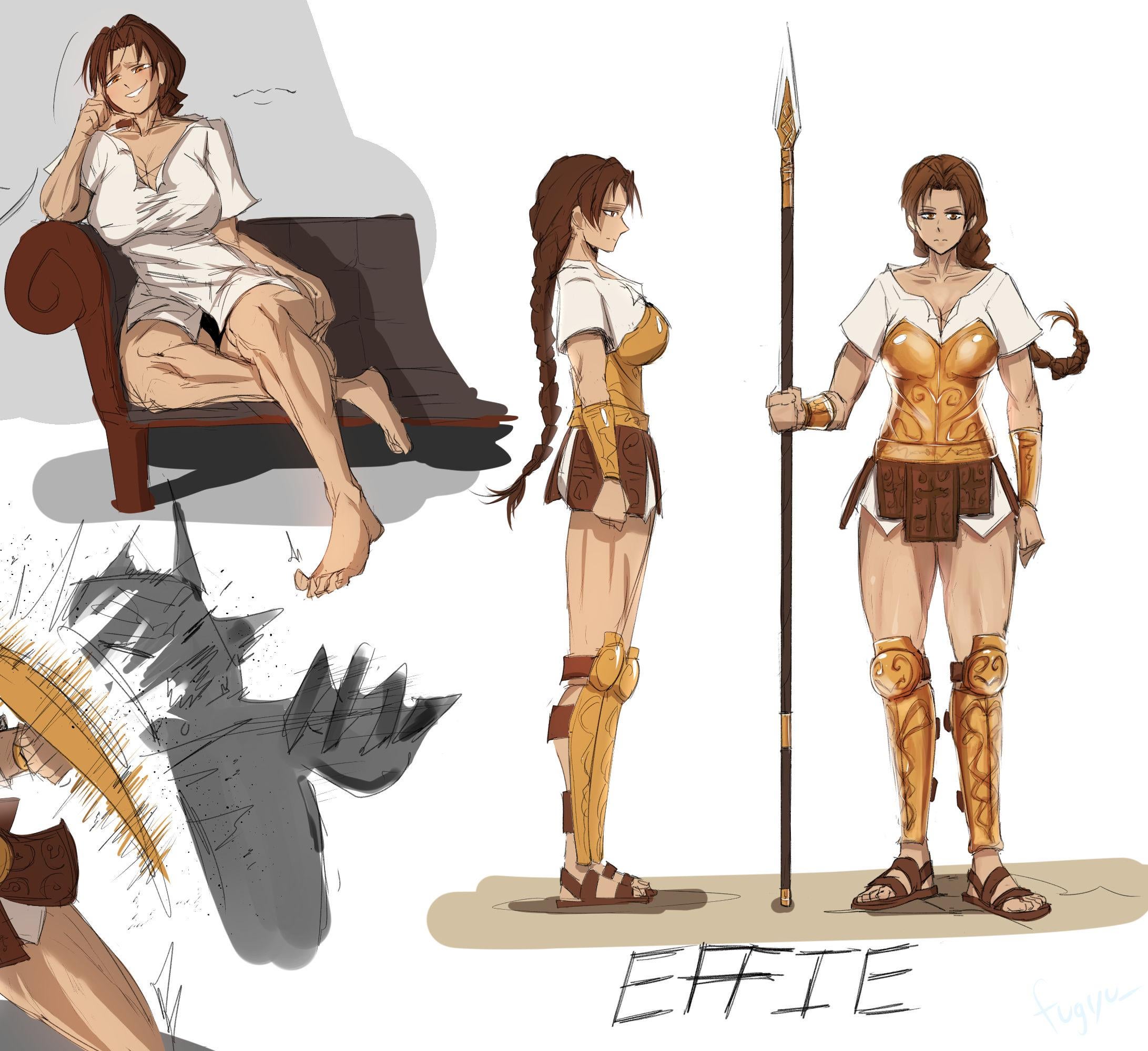 Fan art de Effie sur Reddit r/ShadowSlave (post original : 'Effie Character Sheet').
