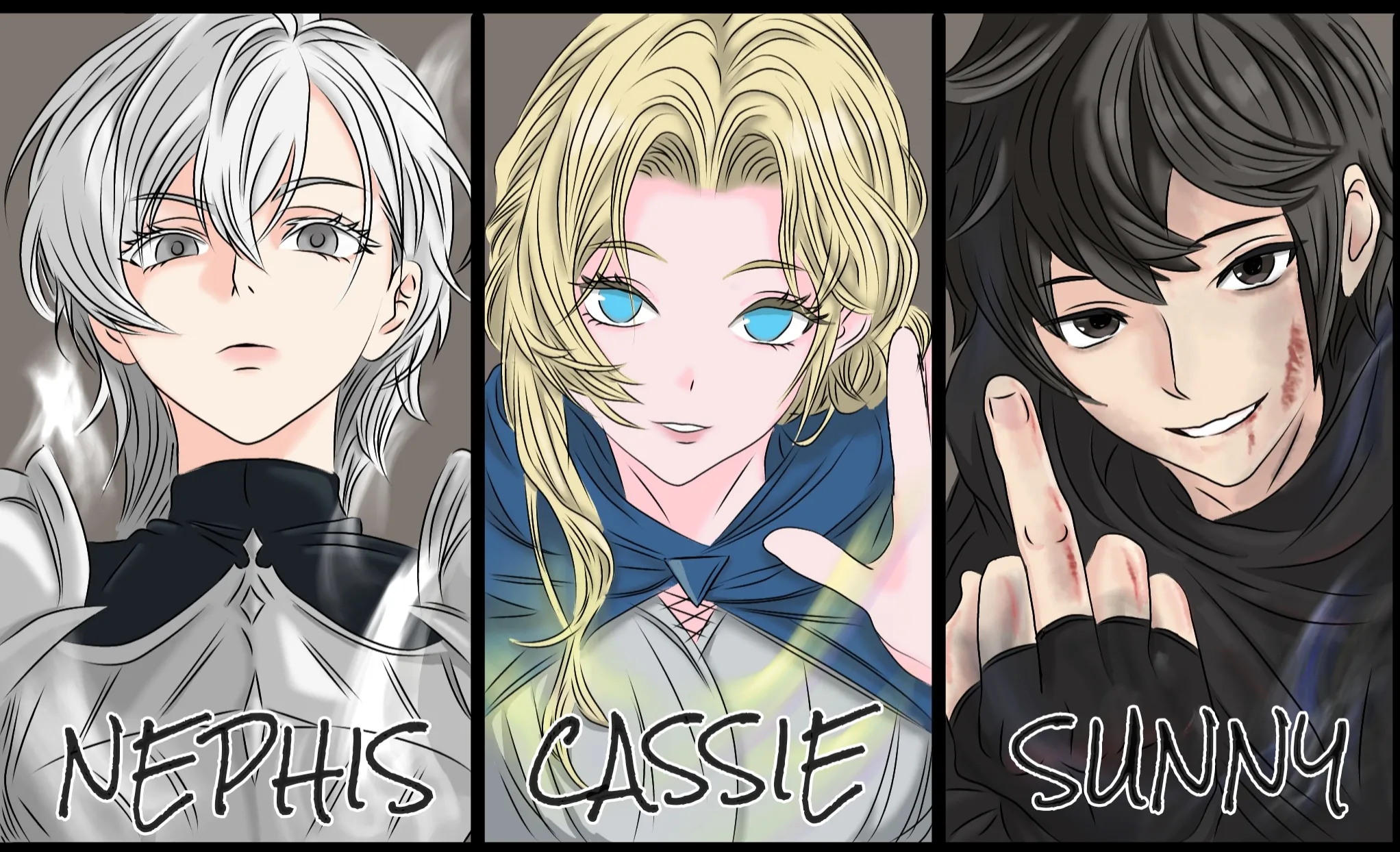 Fan art de Nephis sur Reddit r/ShadowSlave (post original : 'What do you'll call this Trio? Ft. Nephis, Cassie, Sunny').
